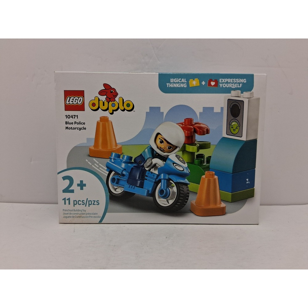 LEGO Duplo 10471 Blue Police Motorcycle Preschool Building Toy 11 Pieces New
